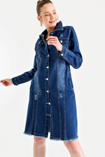 Kadın Denim Uzun Kot Ceket HZL22S-BD106461