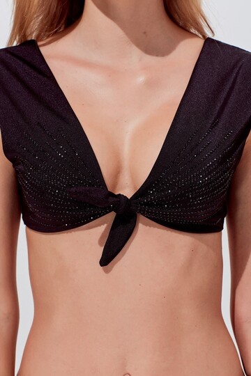 Helena Bağlamalı Taşlı Bikini Takım MY18202 Siyah