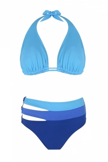 ZEKİ Kadın Boyundan Bağlamalı Aksesuar Detaylı Üçgen Bikini Takımı HZL23S-ZK117601
