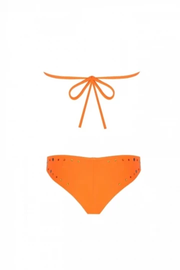 ZEKİ Kadın Oranj Swarovski Aksesuarlı Boyundan Bağlı Brazilian Alt Üçgen Bikini Takımı HZL23S-ZK117981