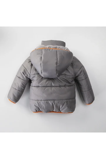 Çocuk Gri Hayvan Temalı 1-5 Yaş Kışlık İçi Polar Astarlı Kapüşonlu Şişme Mont HZL24W-MDM1513221
