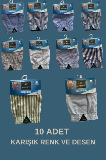 Erkek Gömlek Desenli 10lu Paket %100 Pamuk Poplin Boxer HZL24S-AV150051