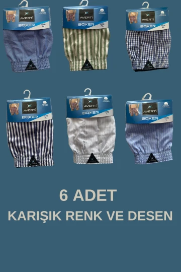 Erkek Gömlek Desenli 6Lı Paket %100 Pamuk Poplin Boxer HZL24S-AV150051