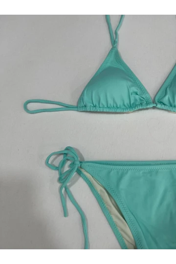 Kadın Su Yeşili Boyundan İp Bağlamalı Üçgen Bikini Takımı HZL25S-LC5005
