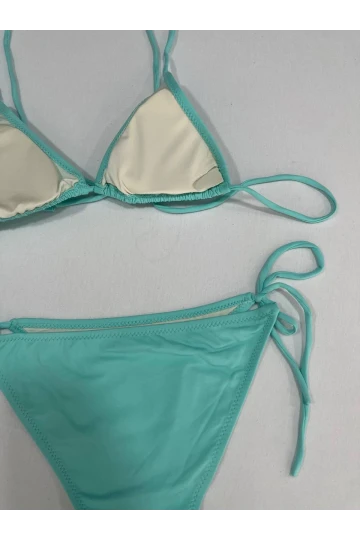 Kadın Su Yeşili Boyundan İp Bağlamalı Üçgen Bikini Takımı HZL25S-LC5005