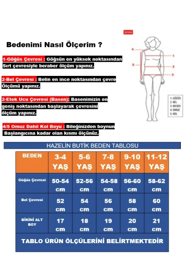 Kız Çocuk Mavi Beyaz Çizgili Arı Çıkartmalı 4-12 Yaş Straplez Bikini Takım HZL24S-LC3228