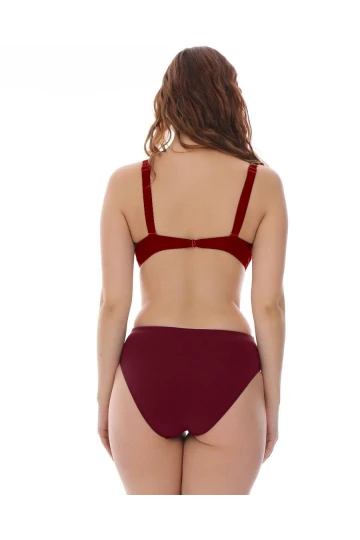 Kadın Bordo Çok Renkli Yüksel Bel Astarlı Bikini Takımı HZL25S-LC22315