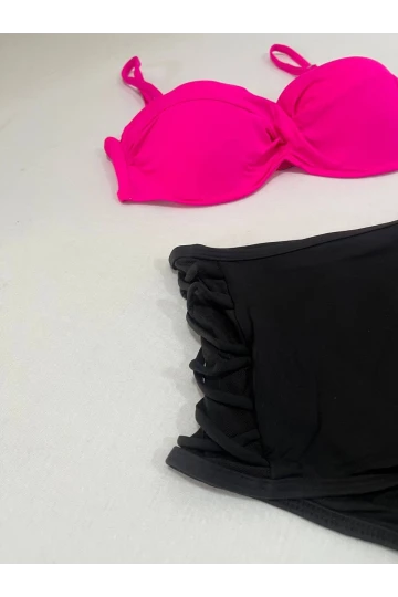 Kadın Fuşya İnce Askılı 3 Parça Bikini Takımı HZL25S-LC216