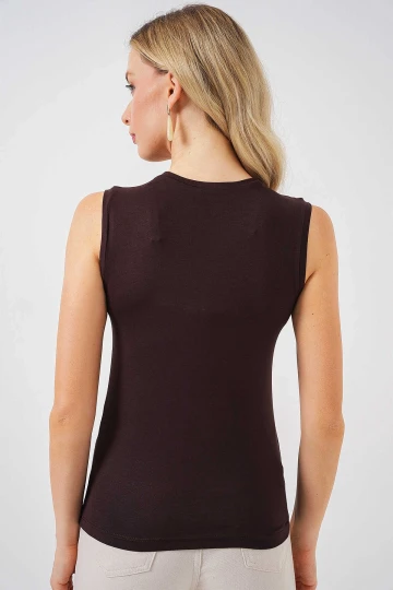 Kadın Kahverengi Basic Sıfır Kol Body HZL25S-BD143471