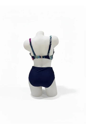 Kadın Lacivert Çok Renkli Büyük Beden Astarlı Bikini Takım HZL25S-LC21202