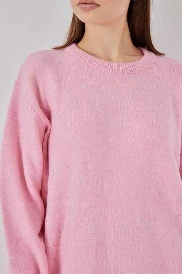 Kadın Pembe Oversize Standart Beden Triko Kazak HZL25W-BD1103221