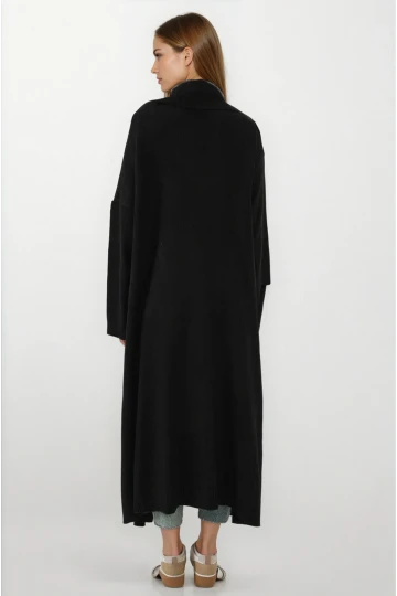 Kadın Siyah Oversize Uzun Triko Hırka HZL25W-BD1103041