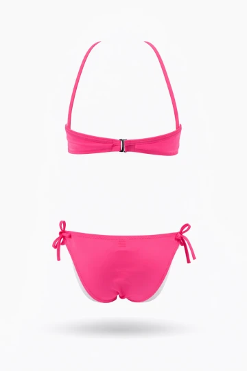 Kız Çocuk Açık Pembe Desenli  2-8 Yaş Straplez Bikini Takım HZL24S-LC3652