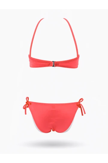 Kız Çocuk Neon Pembe Desenli  2-8 Yaş Straplez Bikini Takım HZL24S-LC3652