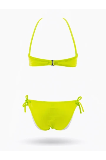 Kız Çocuk Neon Sarı Püsküllü Astarlı Bikini Takımı 4-12 Yaş  HZL26S-LC18112