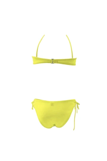 Kız Çocuk Neon Sarı Unicorn Desenli  2-8 Yaş Straplez Bikini Takım HZL24S-LC3658