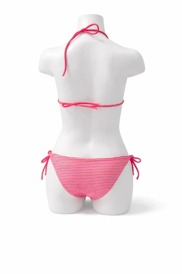 Kız Çocuk Pembe Çizgi Figürlü İp Bağlamalı Bikini Takım HZL25S-LC842