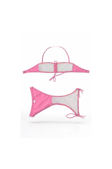 Kız Çocuk Pembe Unicorn Desenli  2-8 Yaş Straplez Bikini Takım HZL24S-LC3658