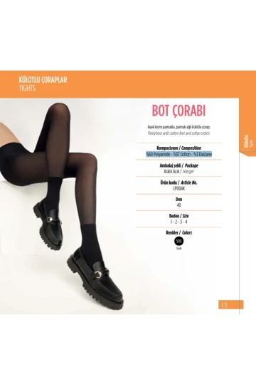 Penti 6lı Paket BOT ÇORABI 40 den Siyah Külotlu Çorap Renk No:500 HZL25-PNTB40