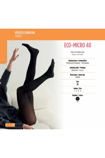 Penti 6lı Paket ECO-MICRO 40 den Siyah Külotlu Çorap Renk No:500 HZL25-PNTE40