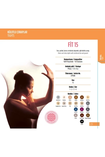 Penti 6lı Paket Fit 15 den Parlak Bronz Külotlu Çorap Renk No:38 HZL25-PNT15