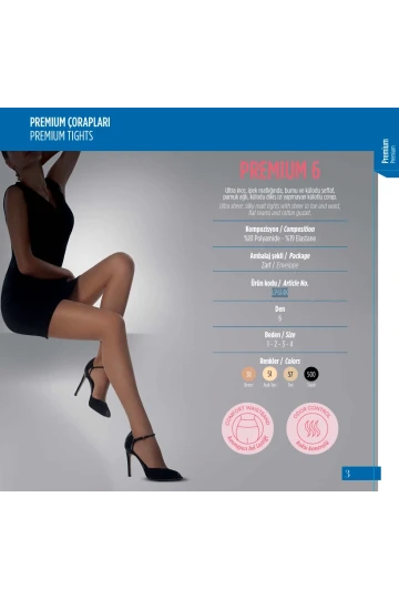 Penti 6lı Paket Premium 6 den Ten Külotlu Çorap Renk No:57 HZL25-PNT06