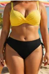 Kadın Siyah Büyük Beden Yanları Büzgülü İpli Yüksek Bel Bikini Altı HZL26S-LC50