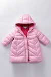 Kız Çocuk Kaban 2-5 Yaş Kışlık Şişme Polar Astarlı Kapüşonlu Pembe Mont HZL22W-M21618