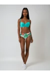 Kadın Turkuaz Mavi Tropikal Desen Bikini Takım HZL25S-LC3325