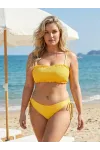 Kadın Sarı Büzgülü Astarlı Bikini Takım HZL25S-LC3349